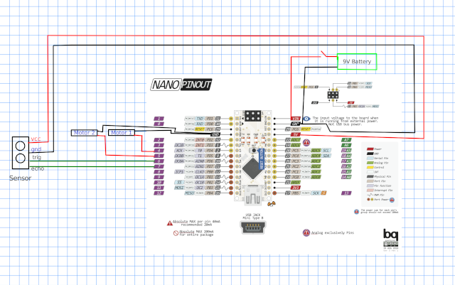 Schaltplan Blindenstock Skizze